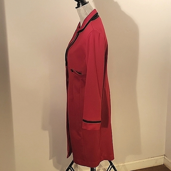 Julian Taylor Women's Button Down Red With Black Trim Dress, Size 8 - Picture 6 of 8